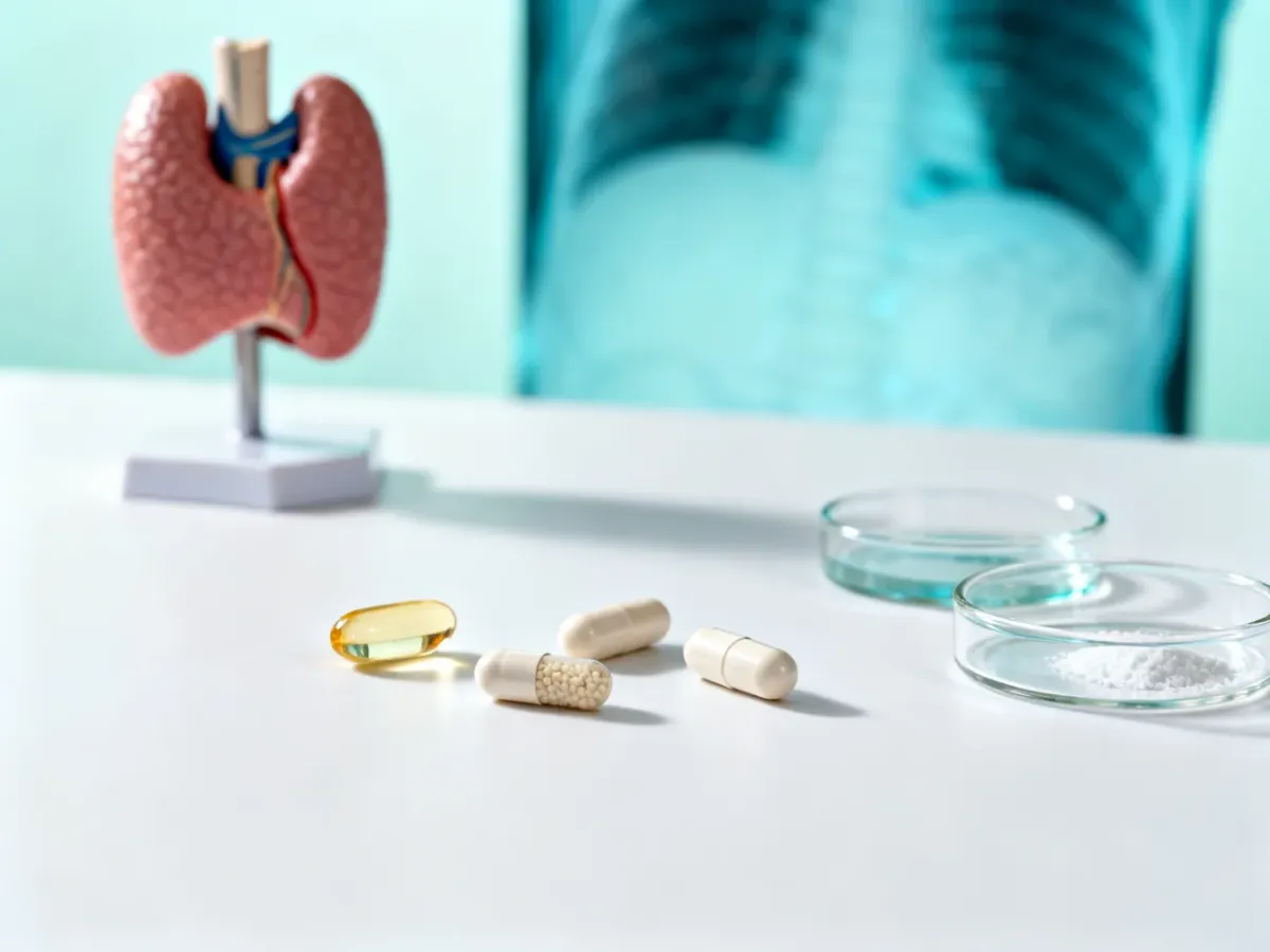 Suplementy selenu i próbki laboratoryjne na tle medycznym