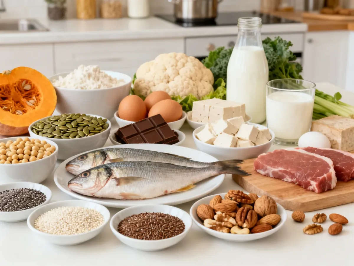 Różnorodne produkty roślinne i zwierzęce będące źródłami L-tryptofanu