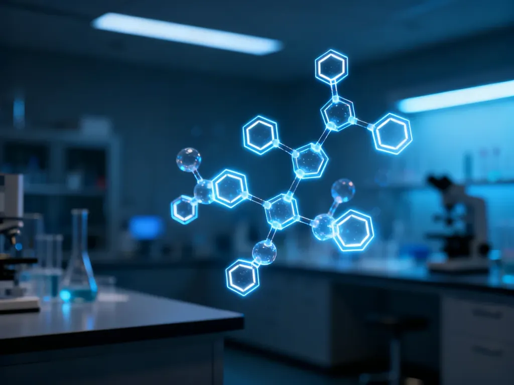 Trójwymiarowe modele cząsteczek aminokwasów aromatycznych o strukturze pierścieniowej w profesjonalnym laboratorium.