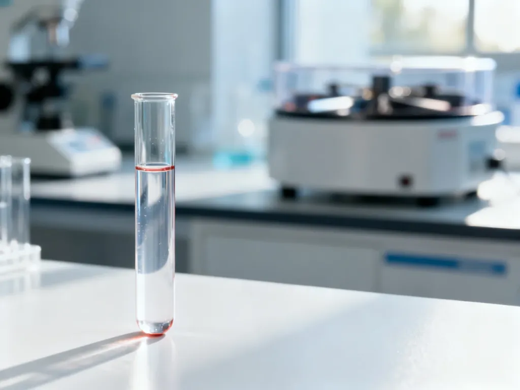 Probówka z próbką krwi w profesjonalnym laboratorium medycznym, gotowa do badania poziomu witaminy D.