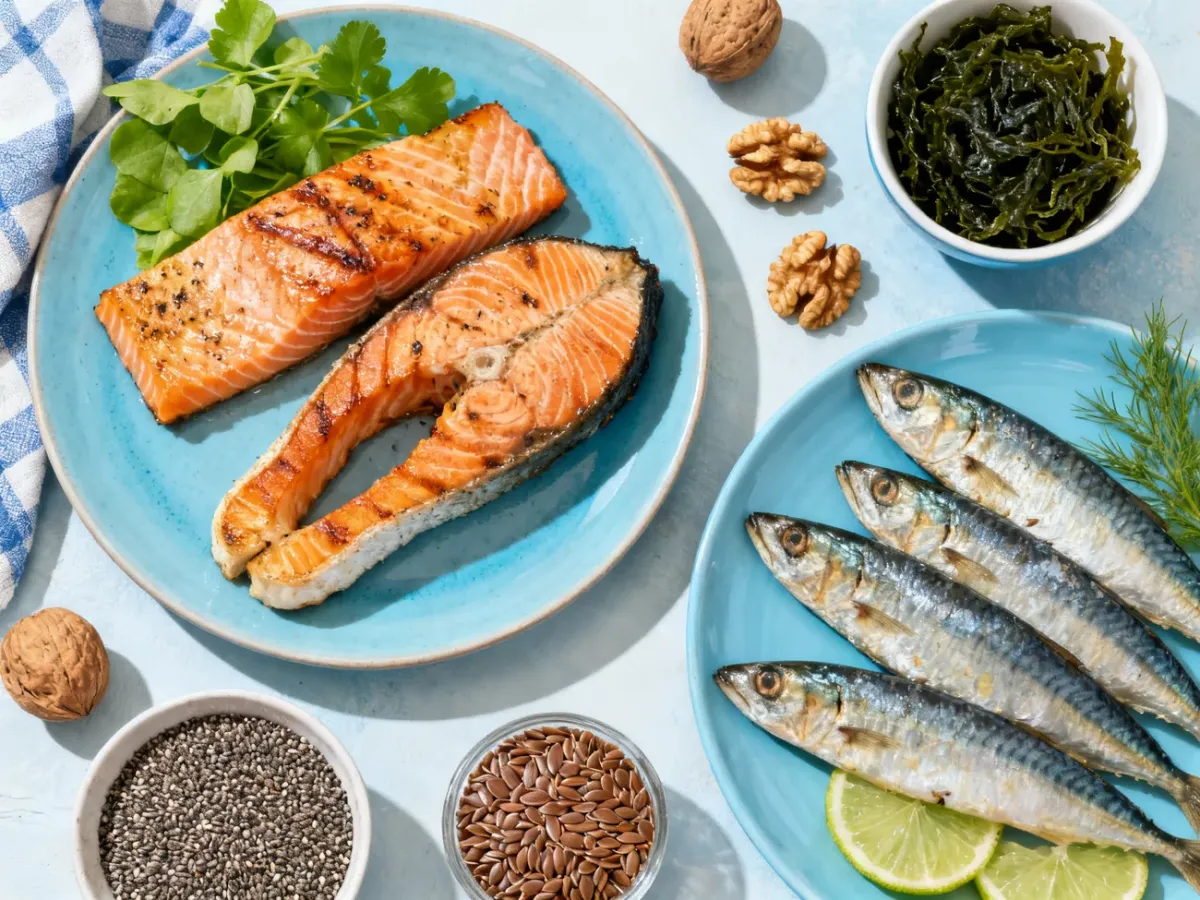 Produkty bogate w kwasy omega-3: tłuste ryby, nasiona, orzechy i algi